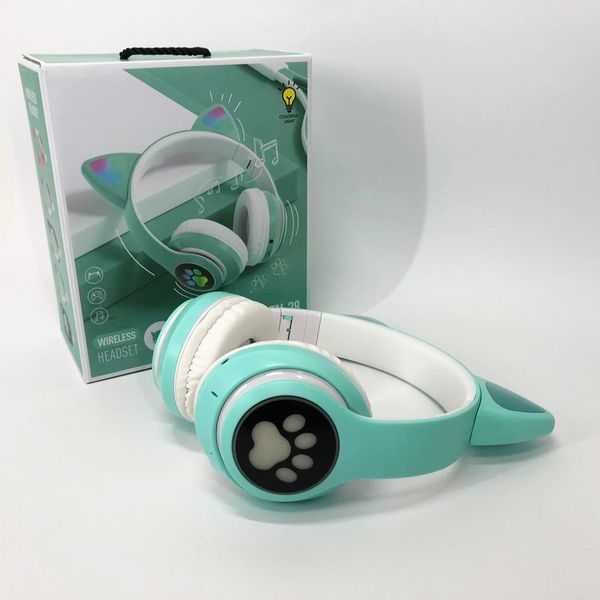 Бездротові навушники LED з котячими вушками CAT STN-28. Колір: зелений ws44267-4 фото