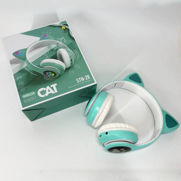 Бездротові навушники LED з котячими вушками CAT STN-28. Колір: зелений ws44267-4 фото