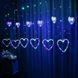 Светодиодная новогодняя гирлянда штора Сердца с пультом 12 предметов Белый тёплый Артикул: 50900000014 фото 3