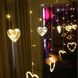 Светодиодная новогодняя гирлянда штора Сердца с пультом 12 предметов Белый тёплый Артикул: 50900000014 фото 2
