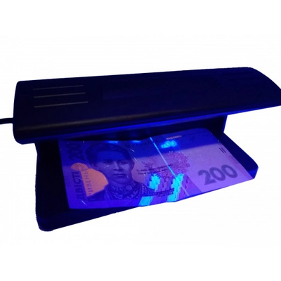 Детектор валют UKC настольный переносной ультрафиолетовый лампа для проверки денег от сети 220V Black Артикул: 54036952 фото