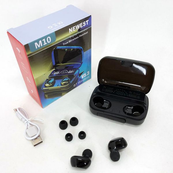 Бездротові навушники M10 з мікрофоном та док станцією-кейсом, бездротові bluetooth навушники-гарнітура ws64922 фото