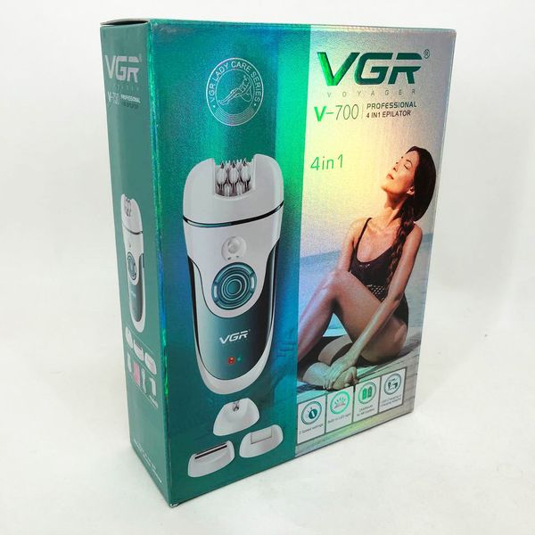 Епілятор VGR V-700 Жіночий бездротовий з підсвіткою для ніг та зони бікіні, пемза, електробритва для ніг ws14896 фото