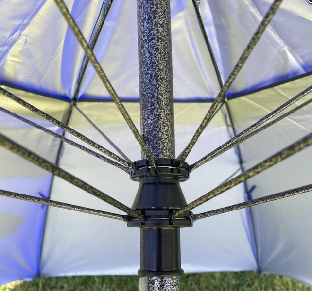 Зонтик круглый садовый 3м - 8 двойных спиц с напылением, клапаном синий тент 890329 фото