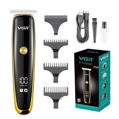 Тример для стрижки волосся та бороди VGR V-966 LED Display, машинка чоловіча для гоління. Колір: золотий ws17446 фото