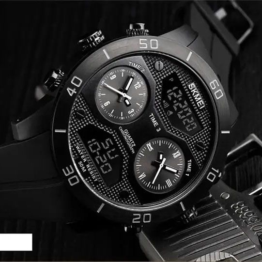 Часы наручные мужские SKMEI 1355BK, противоударные часы, часы для военнослужащих. Цвет: черный ws98269 фото