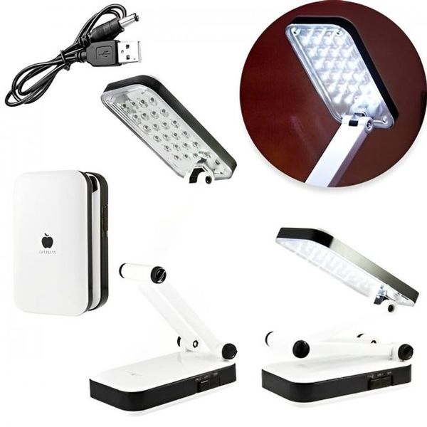 Настольная лампа LED "LH-666" Бело-черная, аккумуляторный светильник настольный трансформер 24LED 2W Артикул: 50956412440 фото