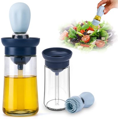 Стеклянный дозатор оливкового масла с щеткой 2 в 1, силиконовая капельница для измерения бутылки для приготовления пищи и щетка для выпечки Артикул: 2054414 фото