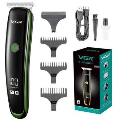 Тример для стрижки волосся та бороди VGR V-966 LED Display, професійна електробритва. Колір: зелений ws17446-1 фото