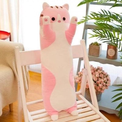 Гігантська м'яка плюшева іграшка Довгий Кіт Батон котейка-подушка 110 см. Колір: рожевий ws41594-1 фото