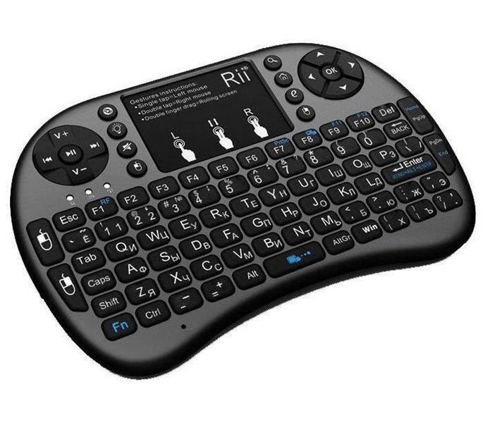 Беспроводная мини клавиатура, русская с тачпадом и подсветкой UKC i8 2,4G для Smart TV, клавиатура пульт Артикул: pr65638477 фото