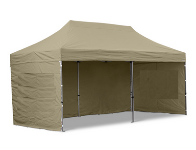 Палатка шатер садовый усиленный 3x6м, + забор (12м), /30х30мм/0,8мм/32кг Бежевый тент 890293 фото