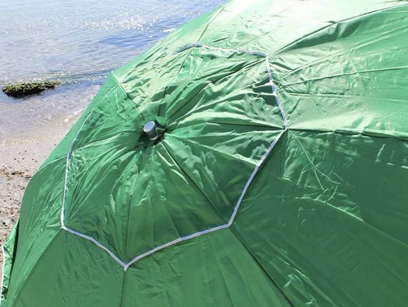 Зонт садовый пляжный торговый 2.5 м на 10 спиц с клапаном и серебряным напылением зеленый тент 890294 фото