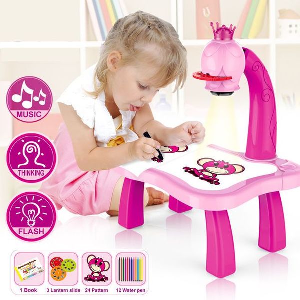 Детский стол проектор для рисования с подсветкой Projector Painting 24 Детали Розовый Артикул: 50900000002 фото