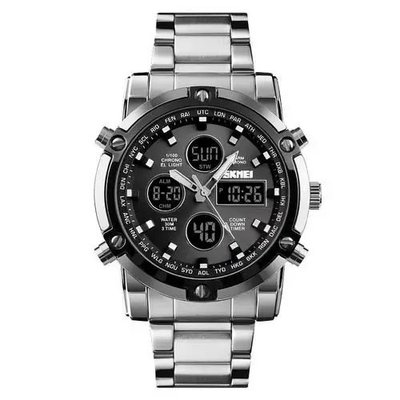 Годинник наручний чоловічий SKMEI 1389SIBK SILVER-BLACK, модний чоловічий годинник. Колір: срібний + чорний ws98717-2 фото