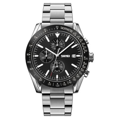 Годинник наручний чоловічий SKMEI 9253SIBK, годинник чоловічий класика, годинник підлітковий, крутий чоловічий годинник ws44878 фото