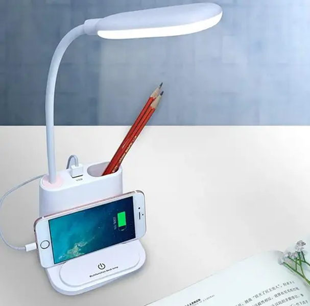 Аккумуляторная Настольная LED лампа Bionic Desk Lamp c USB выходом, органайзером и подставкой для смартфона Артикул: 2050018 фото