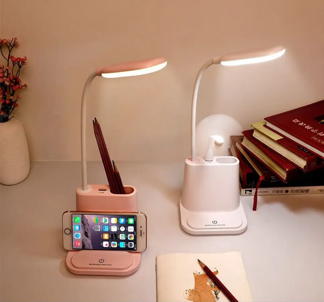 Аккумуляторная Настольная LED лампа Bionic Desk Lamp c USB выходом, органайзером и подставкой для смартфона Артикул: 2050018 фото