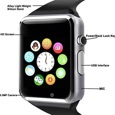 Смарт-годинник Smart Watch A1 розумний електронний зі слотом під sim-карту + карту пам'яті micro-sd. Колір: срібний ws73332-3 фото
