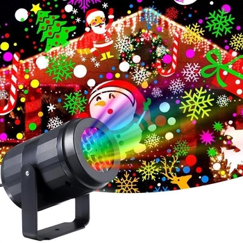 Новогодняя лазерная установка-проектор на 16 рисунков 1367-3 / Настенный проектор для дома с кронштейном Артикул: М16157 фото