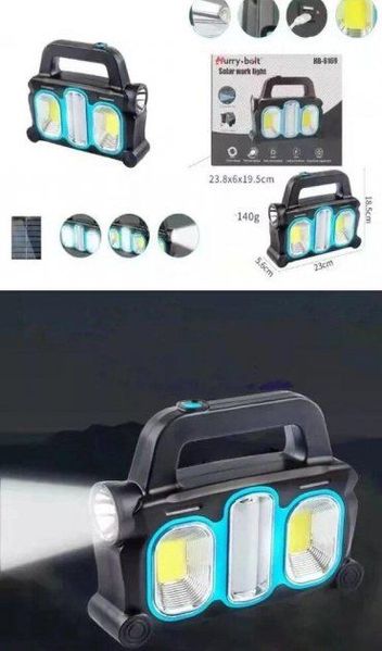 Аккумуляторный LED фонарь прожектор с солнечной панелью USB выход съемные Hurry Bolt HB-6169 Артикул: Q8362 фото