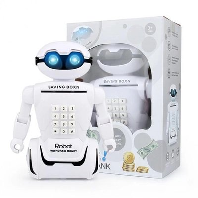 Електронна дитяча скарбничка - сейф з кодовим замком та купюроприймачем Робот Robot Bodyguard та лампа 2в1 ws22135 фото