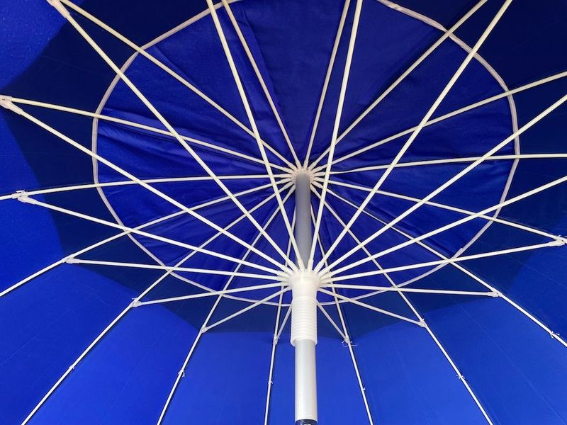 Зонт круглый усиленный алюминиевый каркас 3м с наклоном, 16 спиц с ветровым клапаном Синий тент 890302 фото