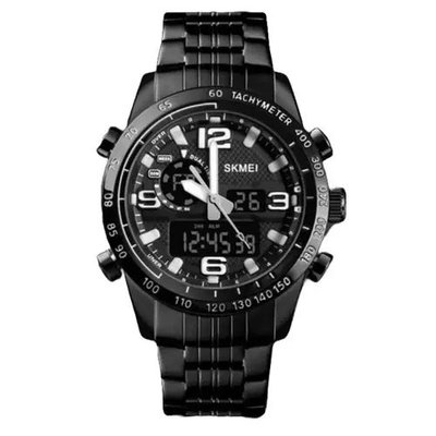 Часы наручные мужские SKMEI 1453BK BLACK, армейские часы противоударные. Цвет: черный ws99781 фото