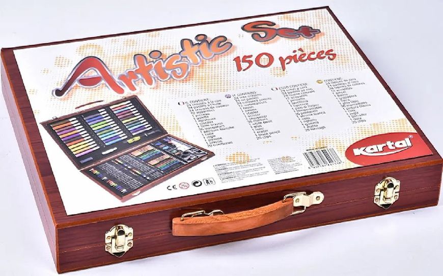 Детский набор для рисования и творчества Kartal на 150 предметов в деревянном чемодане Артикул: 20500000026 фото