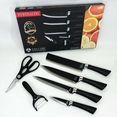 Набір кухонних ножів із сталі 6 предметів Genuine King-B0011, набір ножів для кухні, кухонний набір ножів ws25374 фото