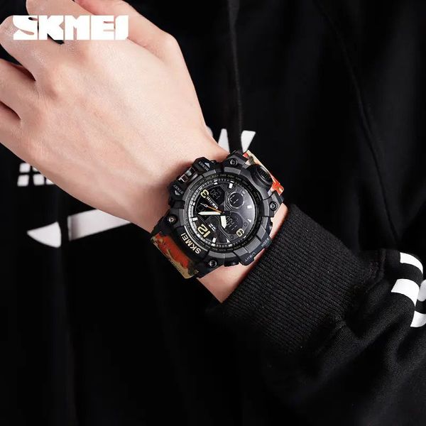 Часы наручные мужские SKMEI 1155BAG RED CAMO, брендовые мужские часы. Цвет: красный камуфляж ws94636-1 фото