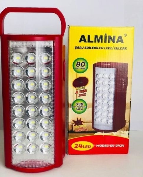 Фонарь кемпинговый переносной аварийное освещение с функцией Power bank ALFARID (Almina) DL-2424 24 LED, аккумуляторная лампа 6V 3Ah Артикул: jm52410444 фото