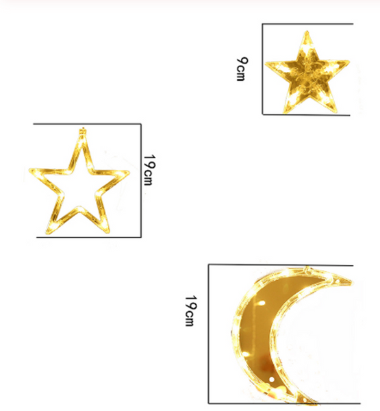 Гирлянда светодиодная штора Звезда и месяц 2,5 метра 138LED 12 звезд 220В Артикул: pr3852 фото