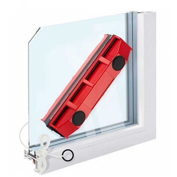 Щетка магнитная для мытья стекол с двух сторон Glider Красная ws81554 фото