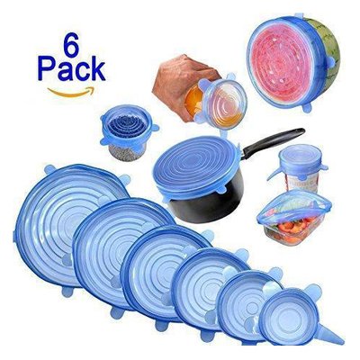 Набір силіконових кришок для посуду 6 шт універсальні. Колір синій ws65677-1 фото