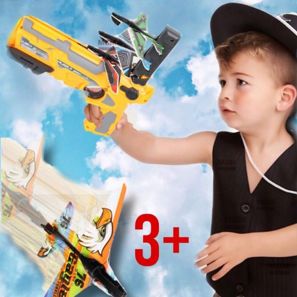 Детский игрушечный пистолет с самолетиками Air Battle катапульта с летающими самолетами (AB-1). Цвет: желтый ws23412 фото