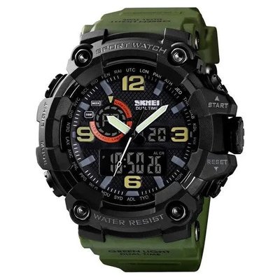Часы наручные мужские SKMEI 1520AG ARMY GREEN, военные мужские наручные часы зеленые. Цвет: зеленый ws33722 фото