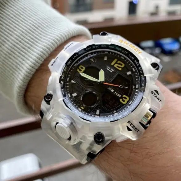 Годинник наручний чоловічий SKMEI 1155BWT, наручний годинник для військових, фірмовий спортивний годинник. Колір: білий ws94636-6 фото