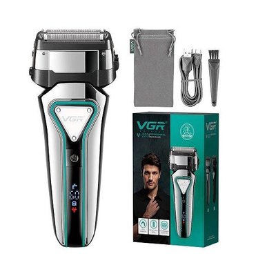 Електробритва портативна VGR V-333 шейвер для гоління бороди та вусів з акумулятором. Колір: срібний ws97118-1 фото