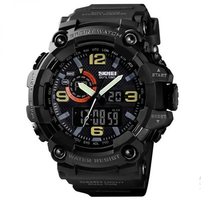 Часы наручные мужские SKMEI 1520BK BLACK, армейские часы противоударные. Цвет: черный ws33722-1 фото