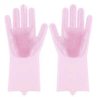 Силиконовые перчатки Magic Silicone Gloves Pink для уборки чистки мытья посуды для дома. Цвет: розовый ws22283 фото