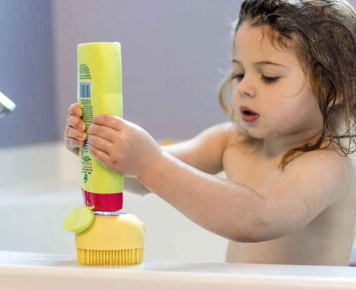 Детская силиконовая массажная мочалка губка для ванны с дозатором Артикул: 20500000016 фото