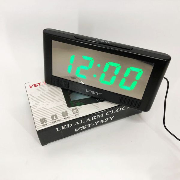 Годинник електронний настільний VST-732Y з зеленим підсвічуванням, електронний настільний годинник light ws57669 фото