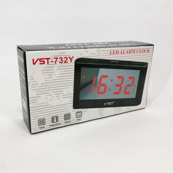 Часы электронные настольные VST-732Y с зеленой подсветкой, электронные настольные часы light ws57669 фото