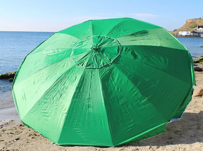 Зонт для торговли круглый усиленный 3,5м, 16 спиц с ветровым клапаном зеленый тент 889513 фото