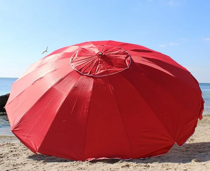 Зонт для торговли круглый усиленный 3,5м, 16 спиц с ветровым клапаном зеленый тент 889513 фото