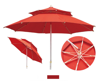 Зонт круглый очень прочный 2,5 м Антиветер с двойным куполом красный тент 890314 фото