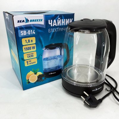 Чайник электрический SeaBreeze SB-014, чайник прозрачный с подсветкой, электрочайник с подсветкой ws43357 фото