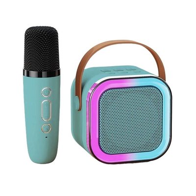 Портативная колонка с караоке микрофоном и RGB подсветкой K12 10W Bluetooth. Цвет: голубой ws85126 фото