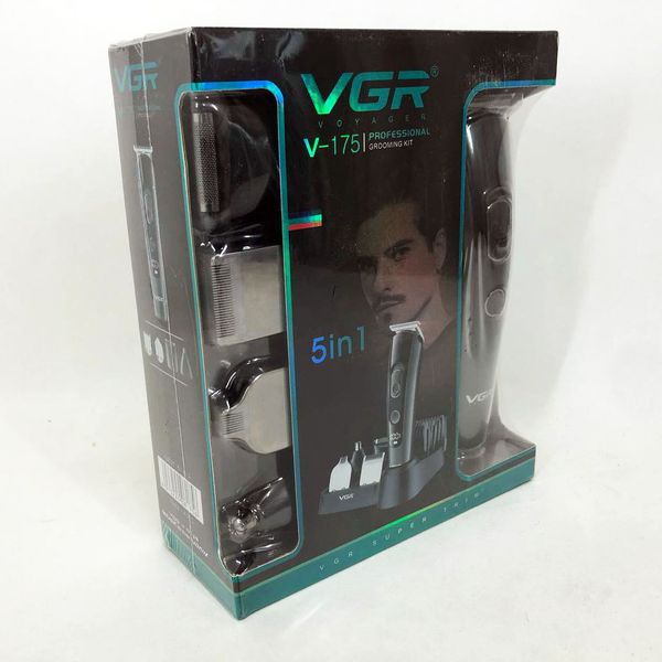 Професійна бездротова машинка для стрижки волосся VGR V-175 тример для бороди та вусів з насадками ws39184 фото